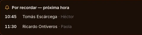 Dos citas de la próxima hora por recordar